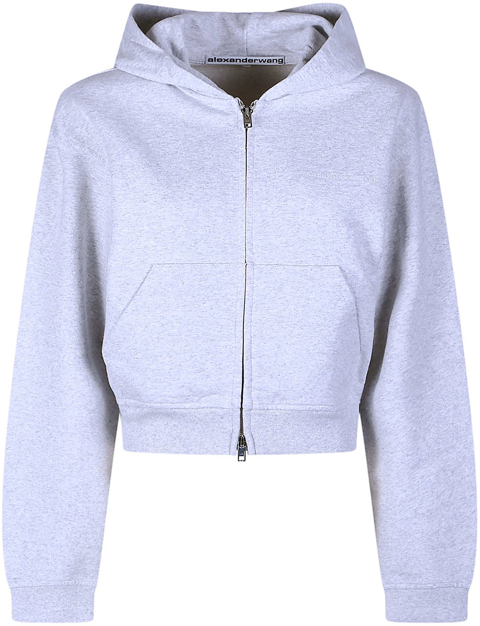 Alexander Wang Allover Hotfix Full Zip Hoodie Sweatshirt Grey Grijs
