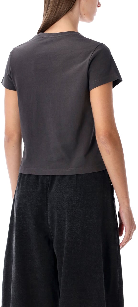 Alexander Wang Reverse Embroidery Logo Shrunken Tee Washed Black Bean Zwart