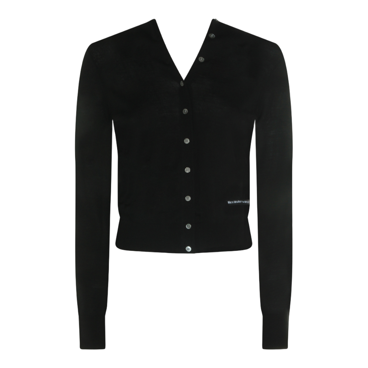 Alexander Wang Fitted Cardigan Sweater With Deep V-Neckline And Button-Down Front Zwart