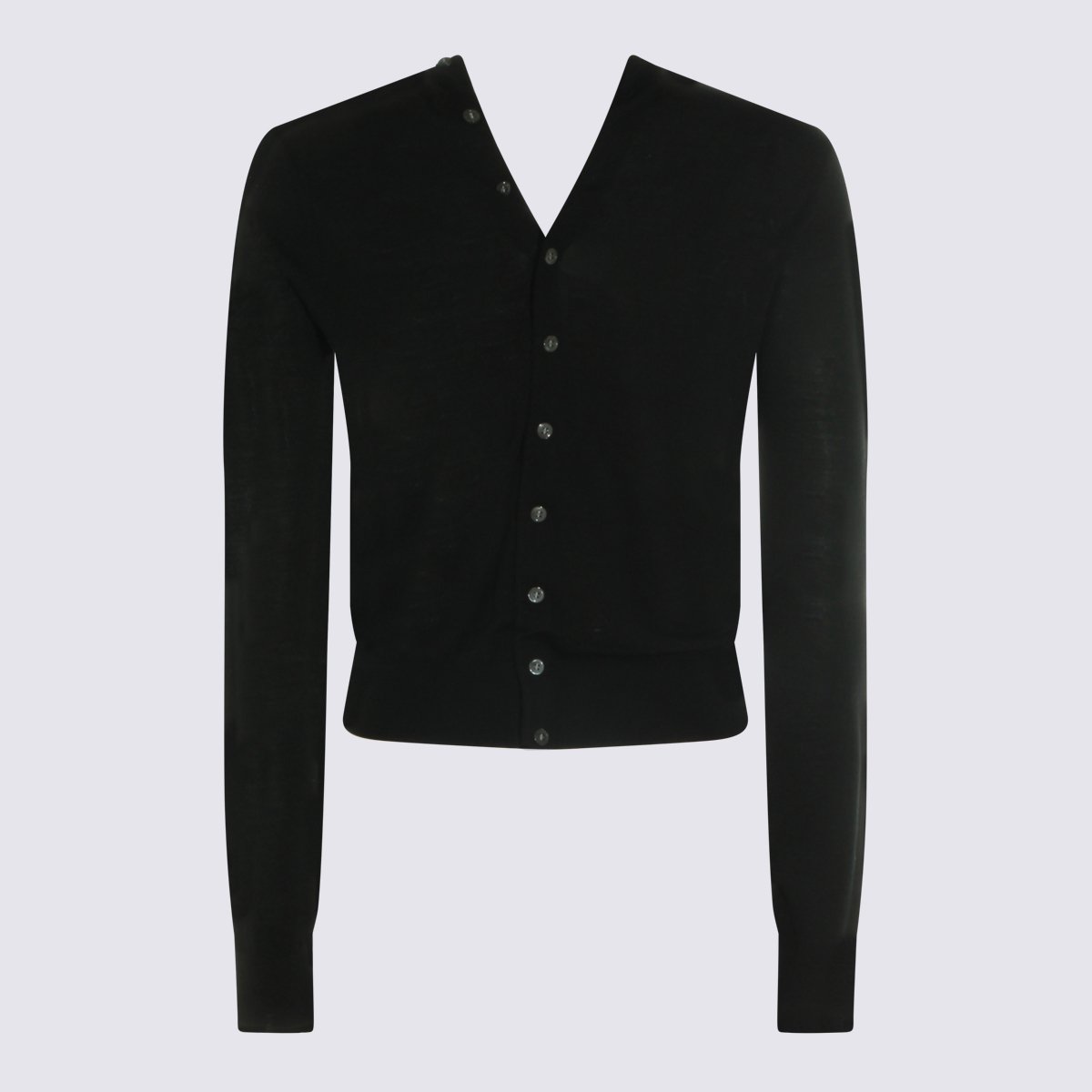Alexander Wang Fitted Cardigan Sweater With Deep V-Neckline And Button-Down Front Zwart