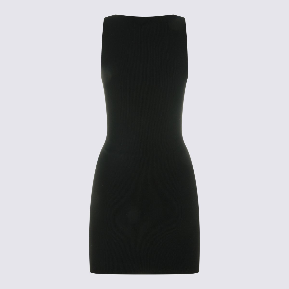Alexander Wang Sleek Fitted Mini Dress With Scoop Neckline And Ribbed Texture Zwart