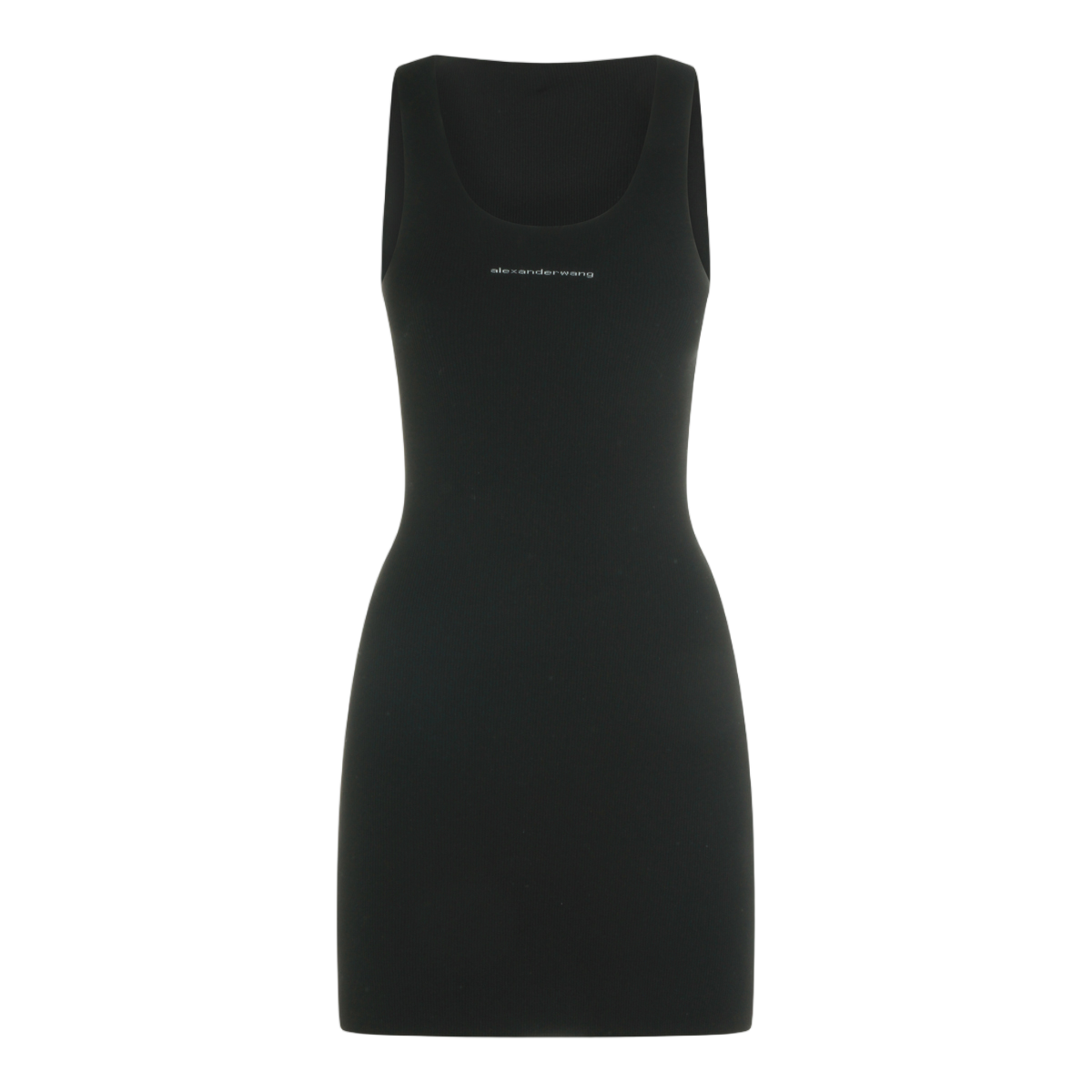 Alexander Wang Sleek Fitted Mini Dress With Scoop Neckline And Ribbed Texture Zwart
