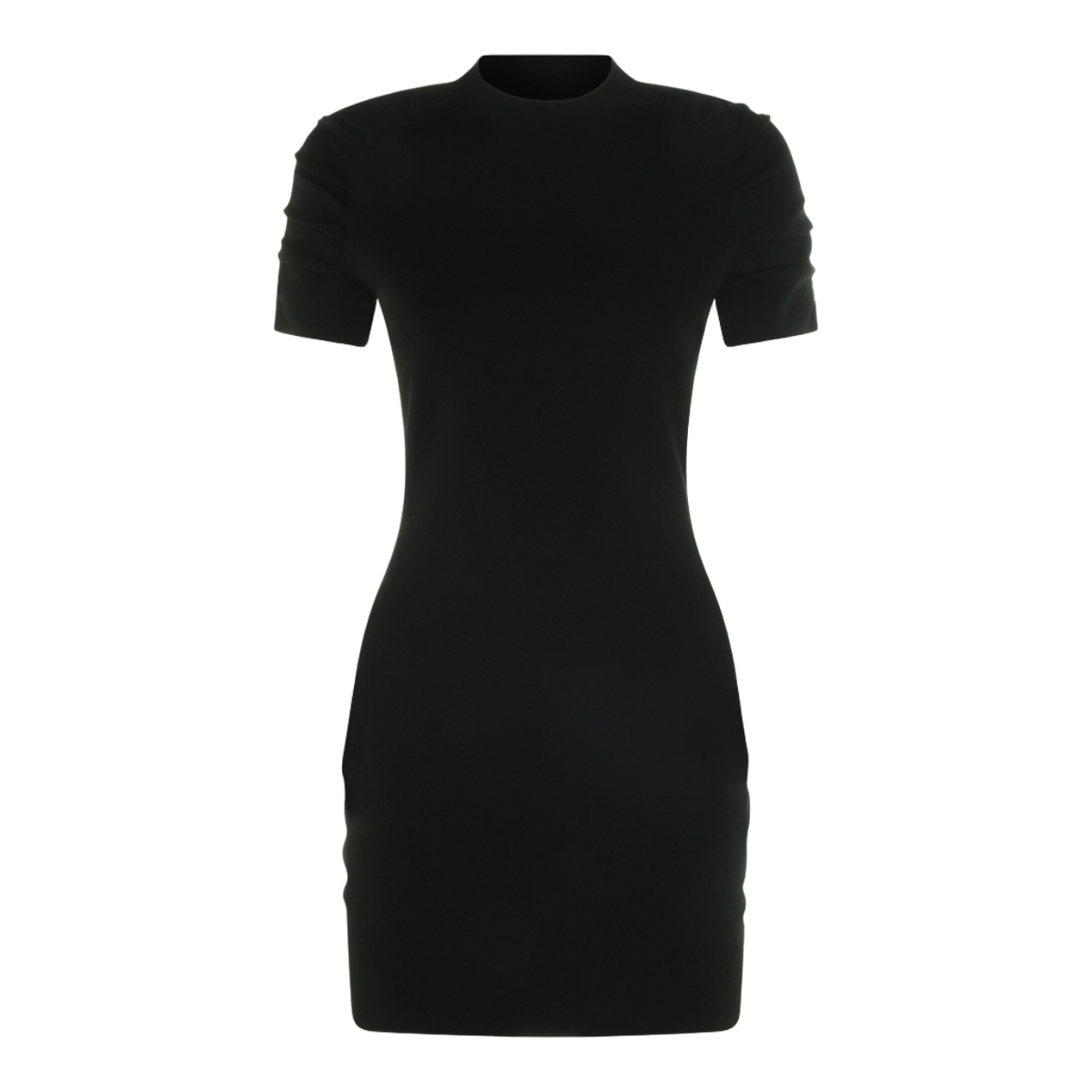 Alexander Wang Fitted Black Mini Dress With Ruched Sleeves And High Neckline Zwart