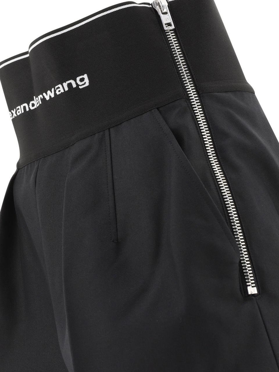 Alexander Wang SAFARI SHORT WITH EXPOSED ZIPPER AND LOGO ELASTIC Zwart