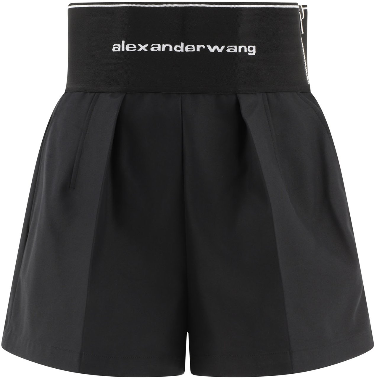 Alexander Wang SAFARI SHORT WITH EXPOSED ZIPPER AND LOGO ELASTIC Zwart