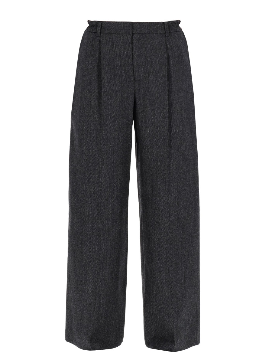 Alexander Wang Neutrals Tailored High-Waisted Textured Wool Wide-Leg Pants Zwart