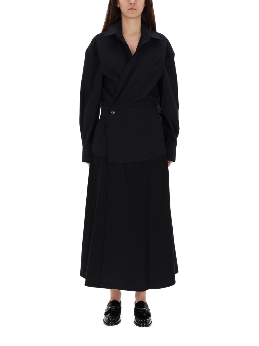 Alexander Wang Long Wrap Buttoned Waist Shirt Dress Zwart