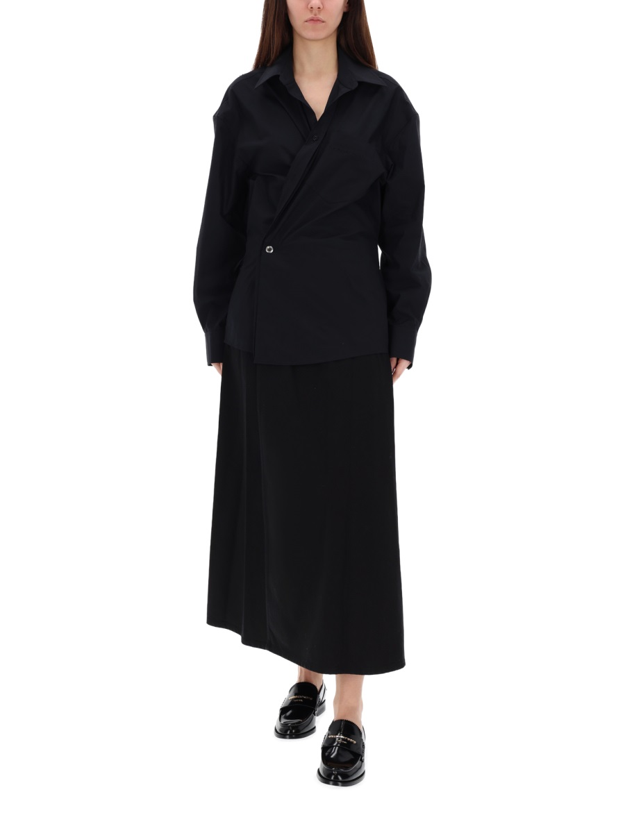 Alexander Wang Long Wrap Buttoned Waist Shirt Dress Zwart