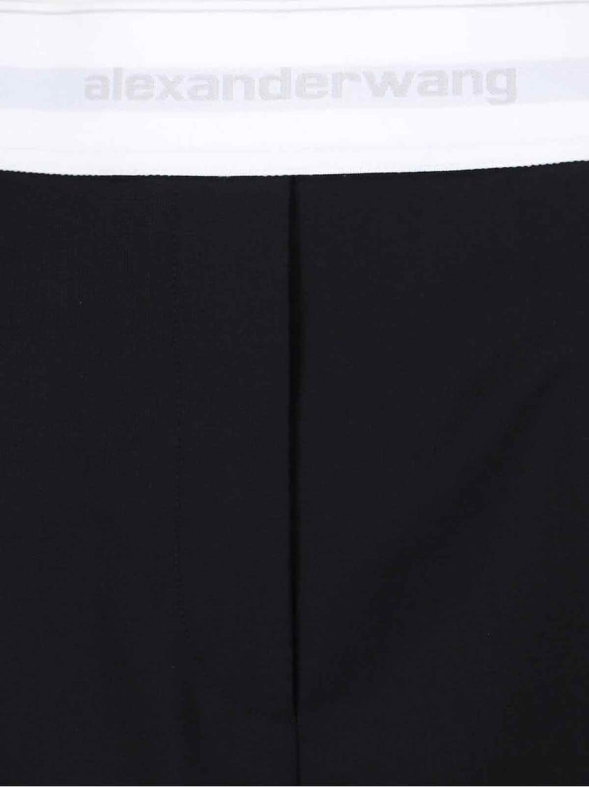 Alexander Wang High-Waisted Black Wool Shorts With Elastic Waist Zwart