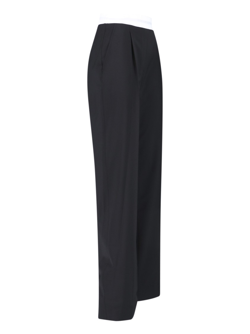 Alexander Wang High-Waisted Black Trousers With Contrast Elastic Waistband Zwart