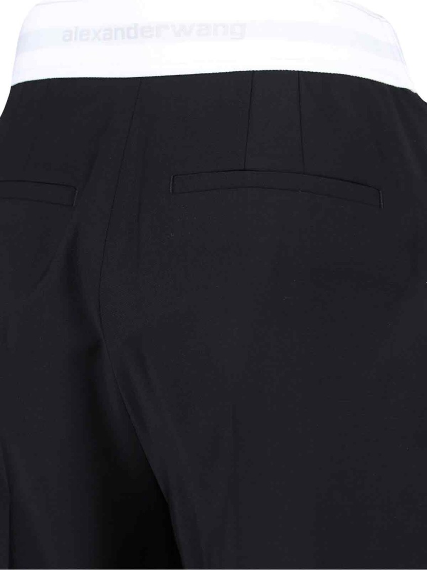Alexander Wang High-Waisted Black Trousers With Contrast Elastic Waistband Zwart