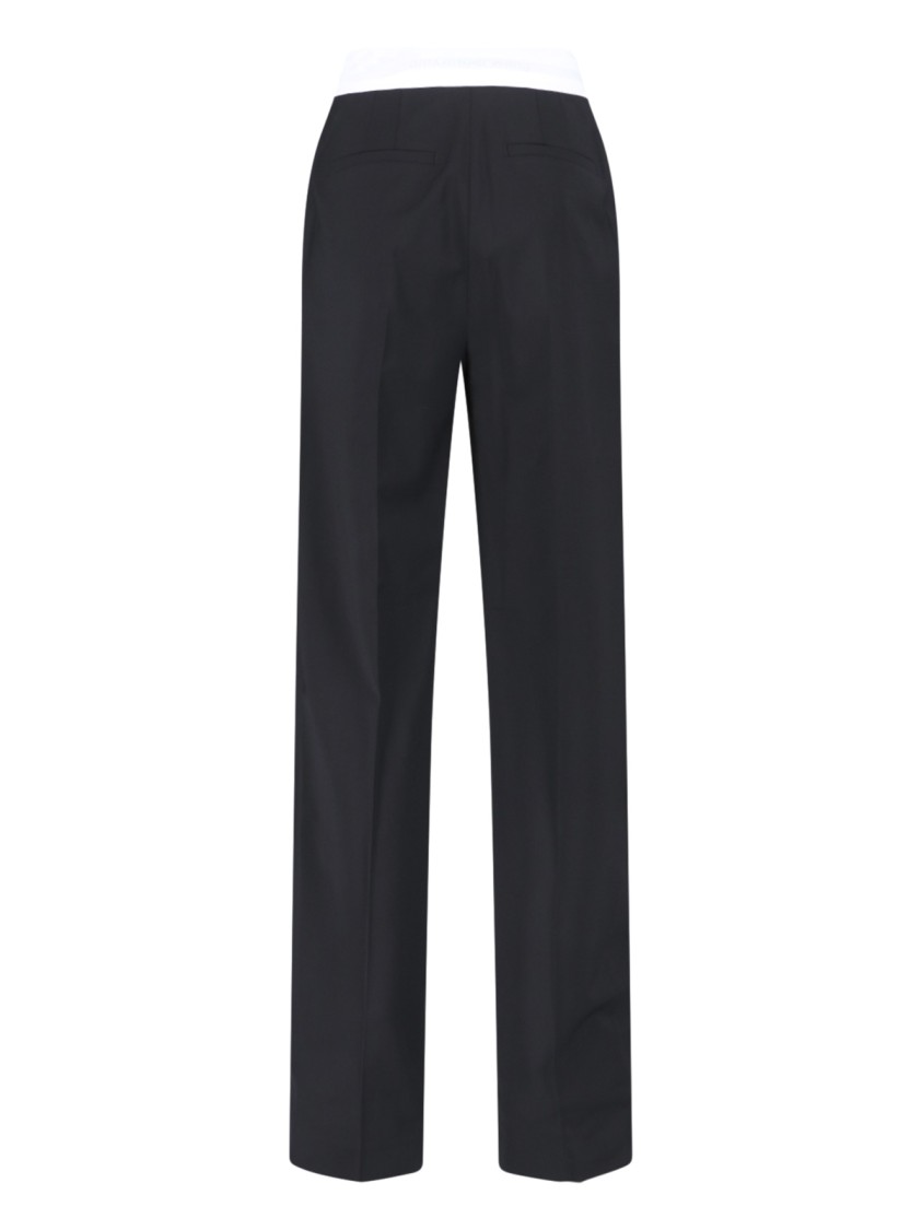 Alexander Wang High-Waisted Black Trousers With Contrast Elastic Waistband Zwart