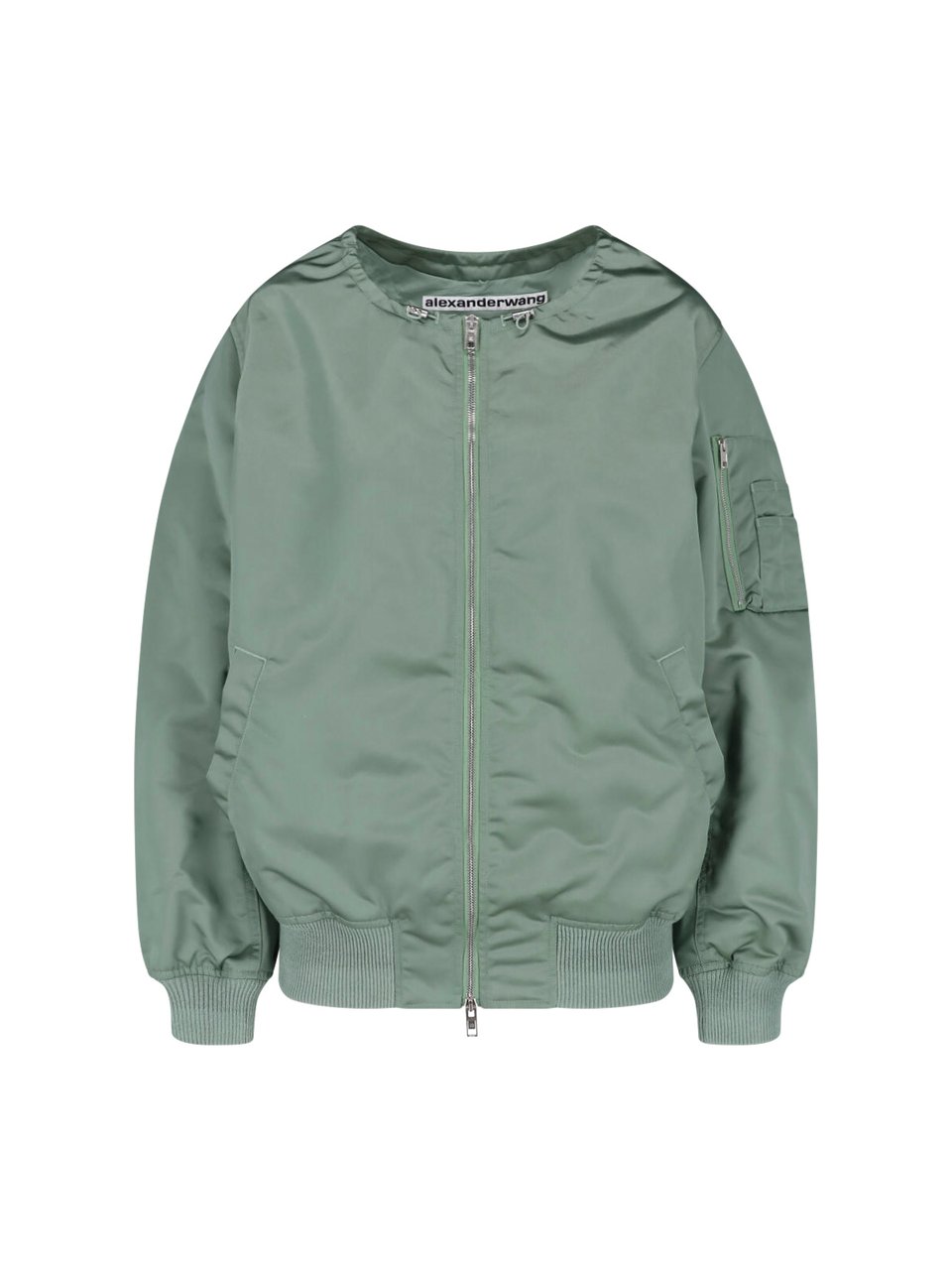 Alexander Wang Green Drawstring Collar Bomber Jacket Groen