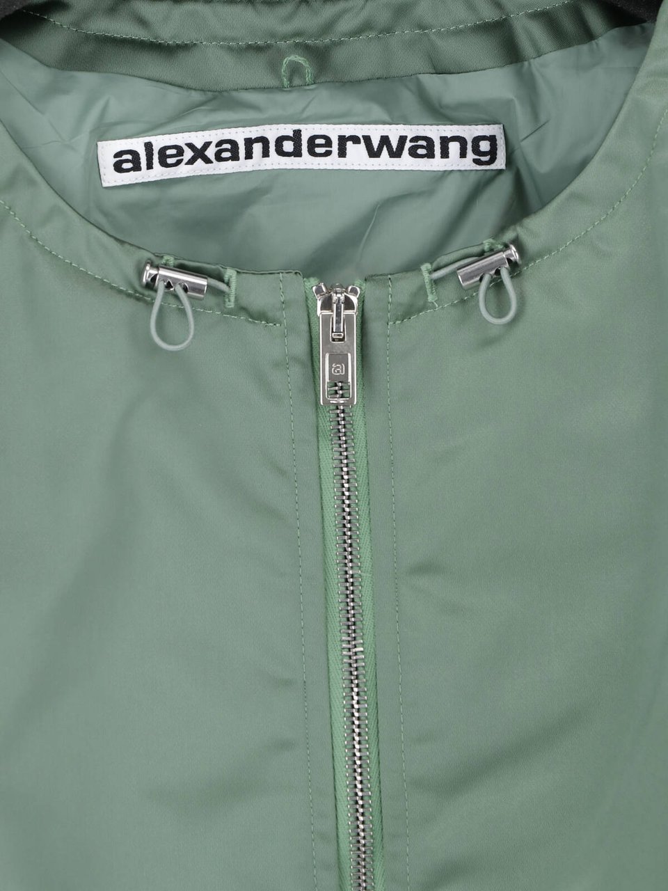 Alexander Wang Green Drawstring Collar Bomber Jacket Groen