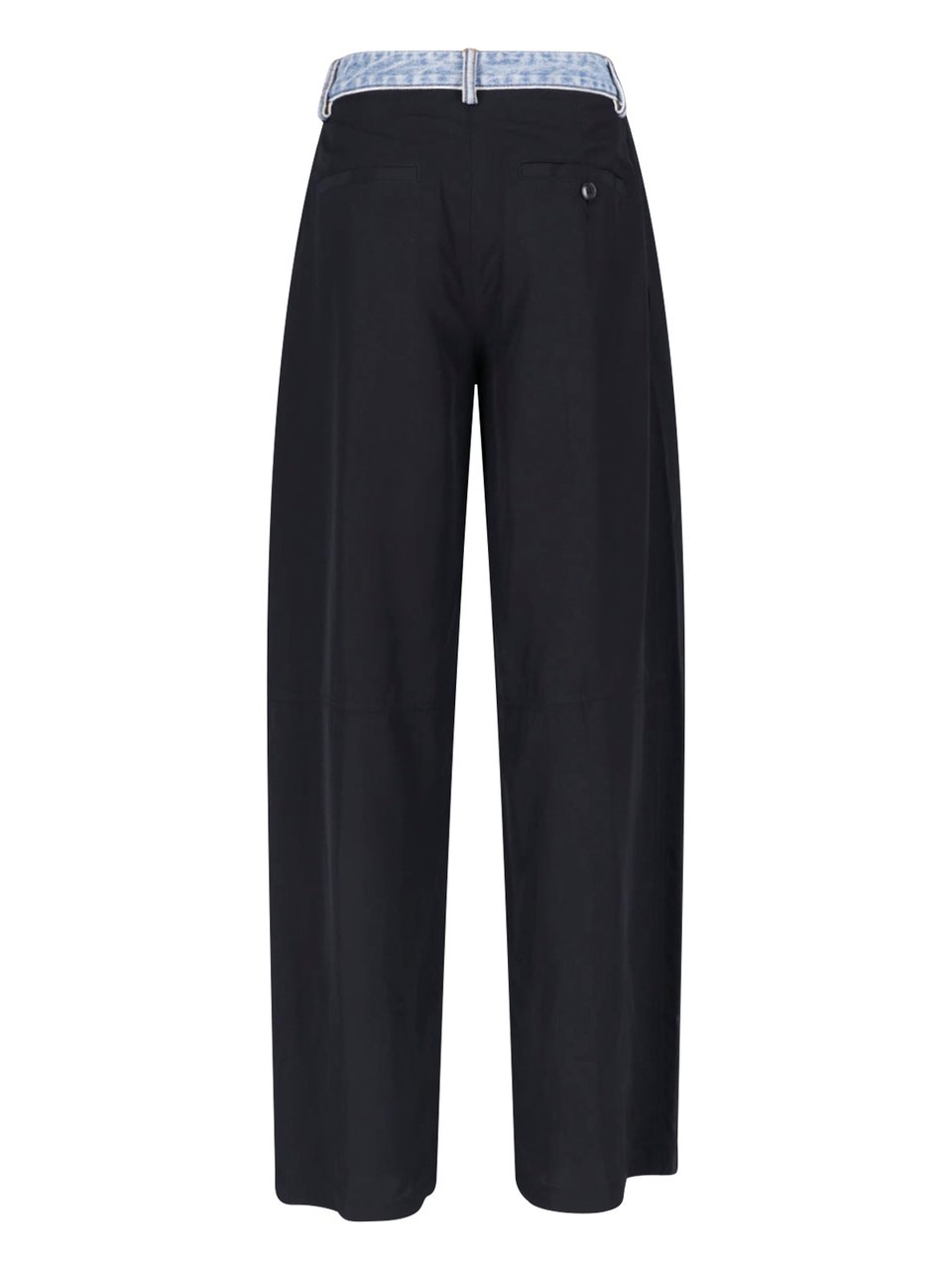 Alexander Wang Black Denim Waistband Straight Leg Trousers Zwart