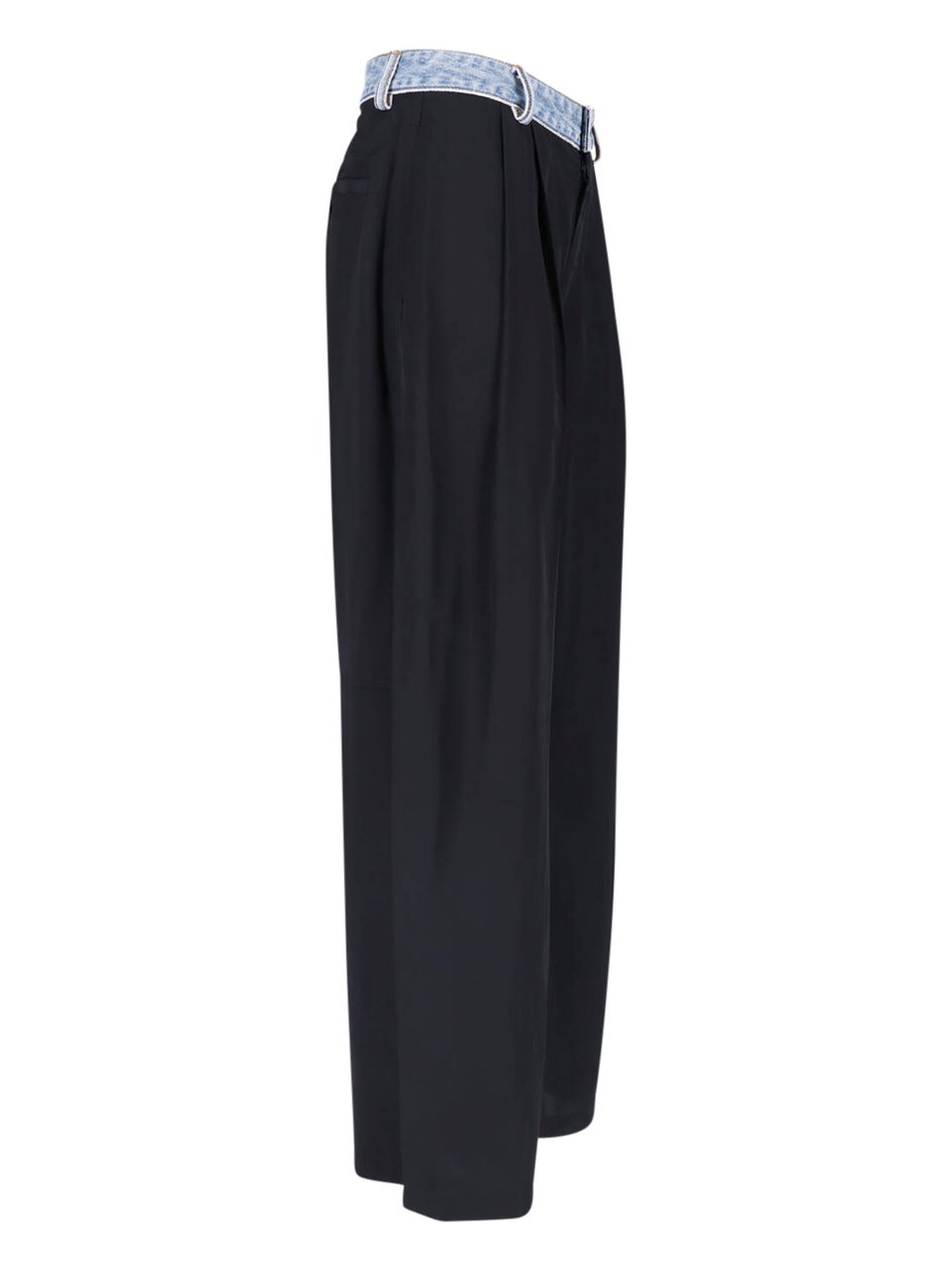 Alexander Wang Black Denim Waistband Straight Leg Trousers Zwart