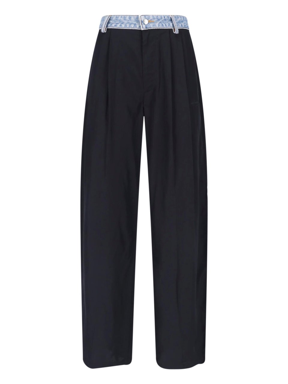 Alexander Wang Black Denim Waistband Straight Leg Trousers Zwart