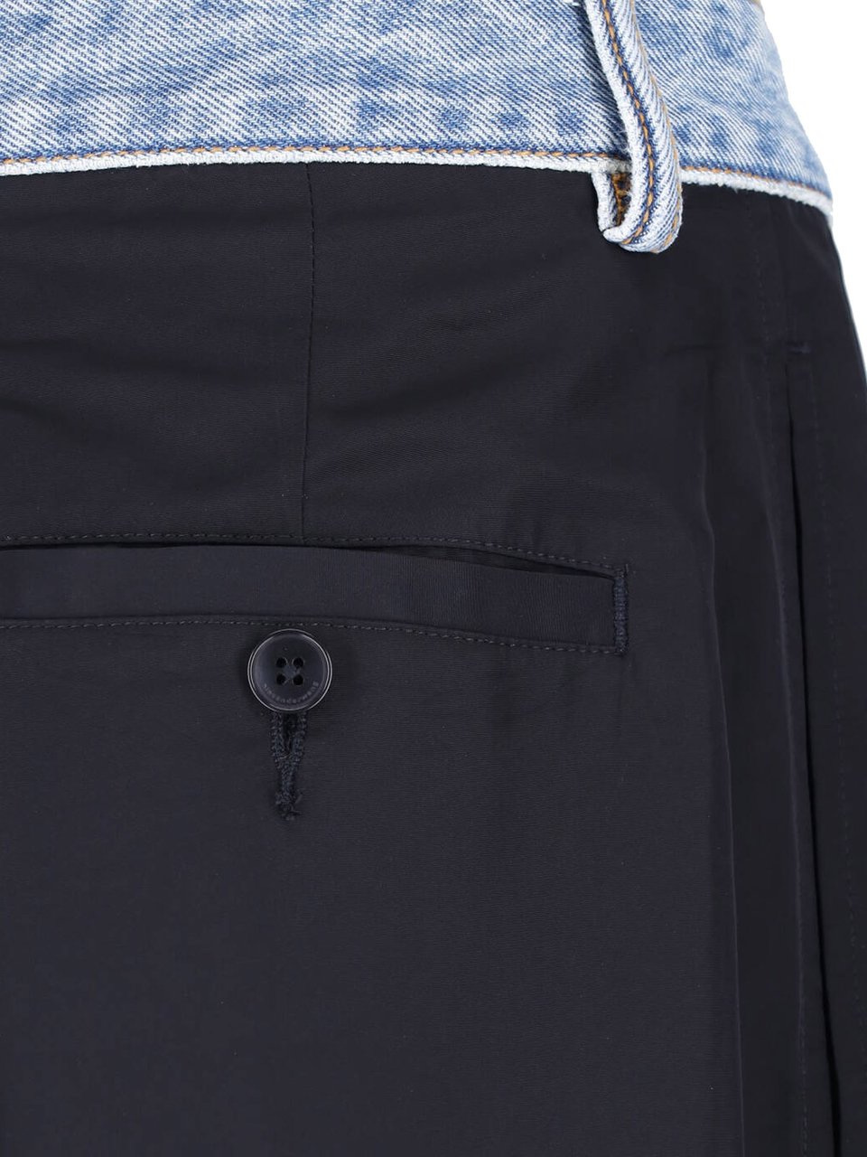 Alexander Wang Black Denim Waistband Straight Leg Trousers Zwart