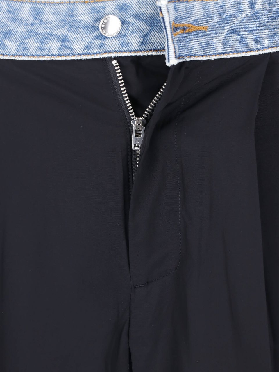 Alexander Wang Black Denim Waistband Straight Leg Trousers Zwart