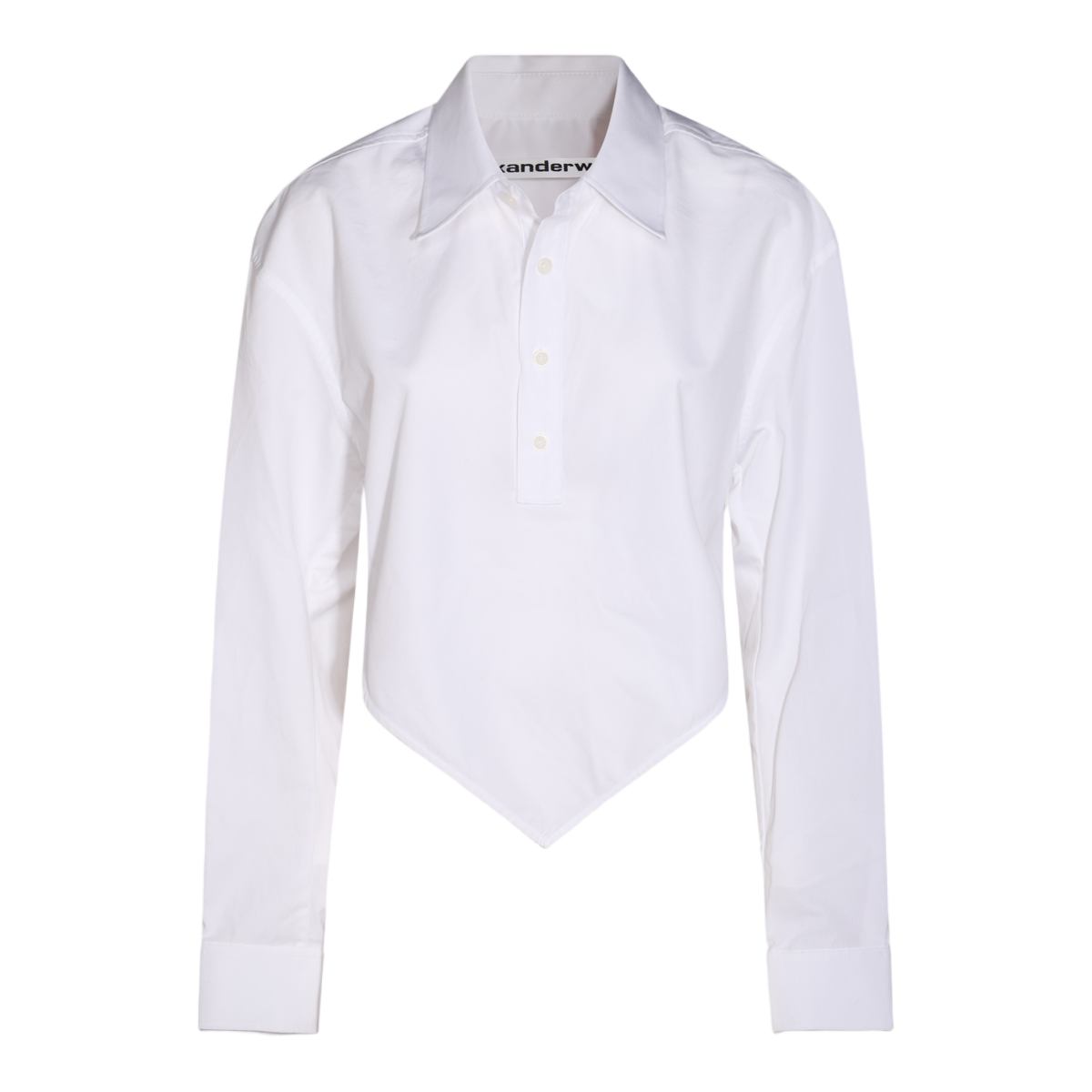 Alexander Wang Asymmetrical Hem White Shirt with Pointed Collar Wit
