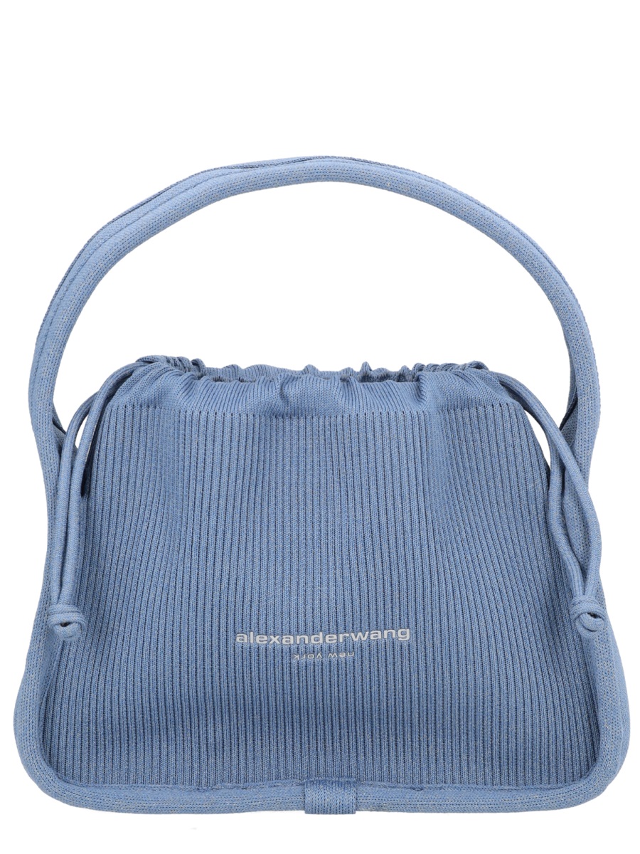 Alexander Wang Neutrals Ryan Soft Ribbed Drawstring Handbag Blauw