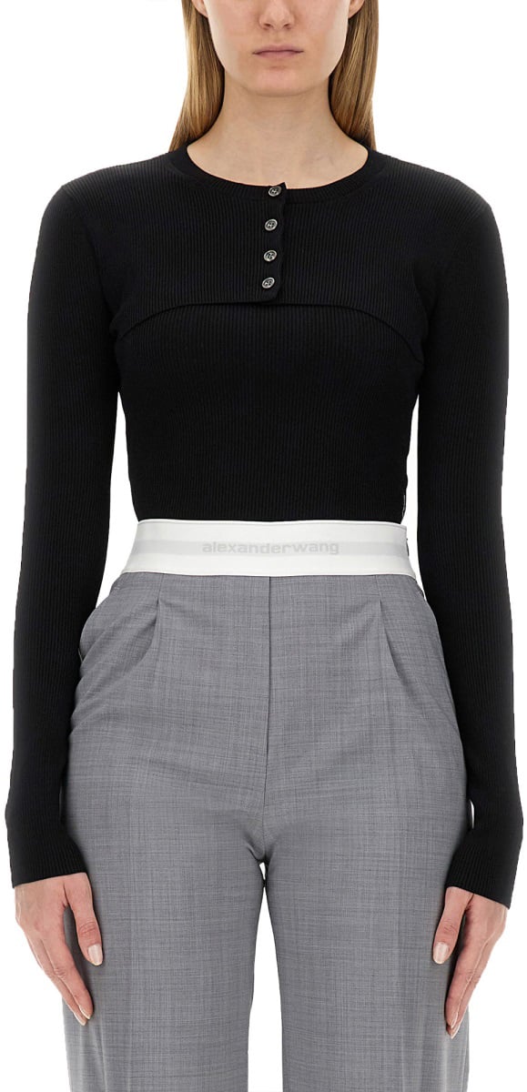 Alexander Wang CROPPED SWEATER Zwart