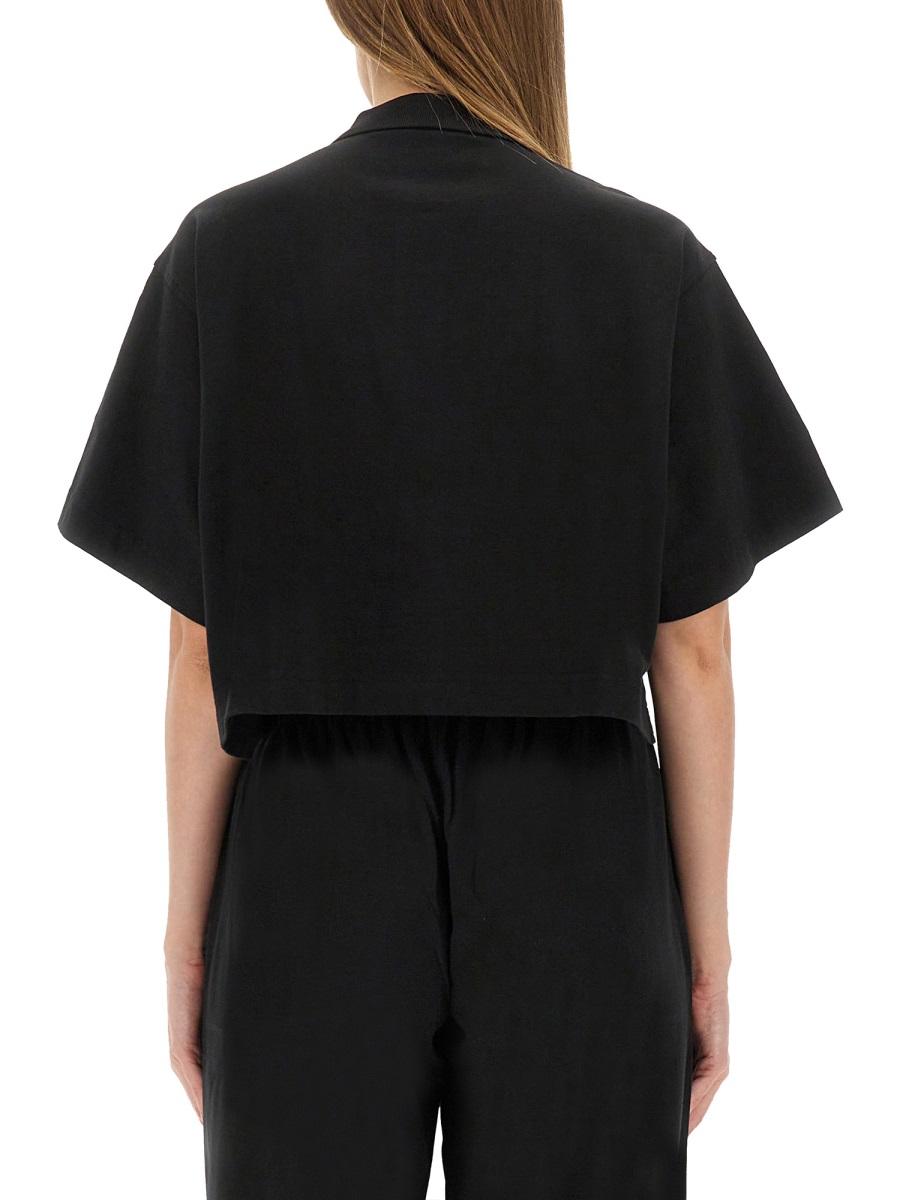 Alexander Wang CROPPED JERSEY POLO SHIRT Zwart