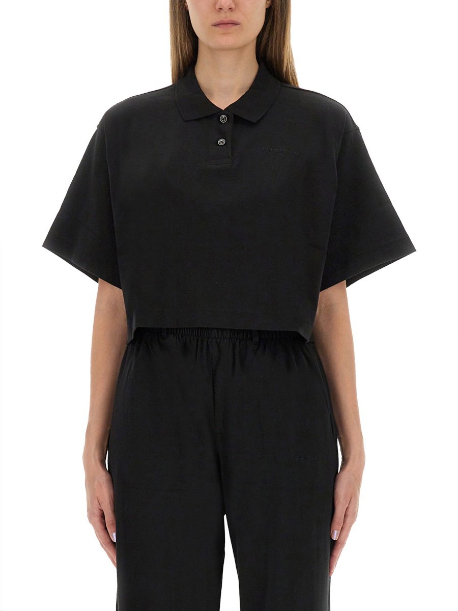 Alexander Wang CROPPED JERSEY POLO SHIRT Zwart