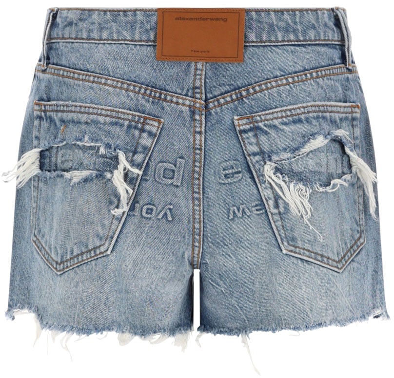 Alexander Wang SHORTS "BITE" WORN EFFECT Blauw