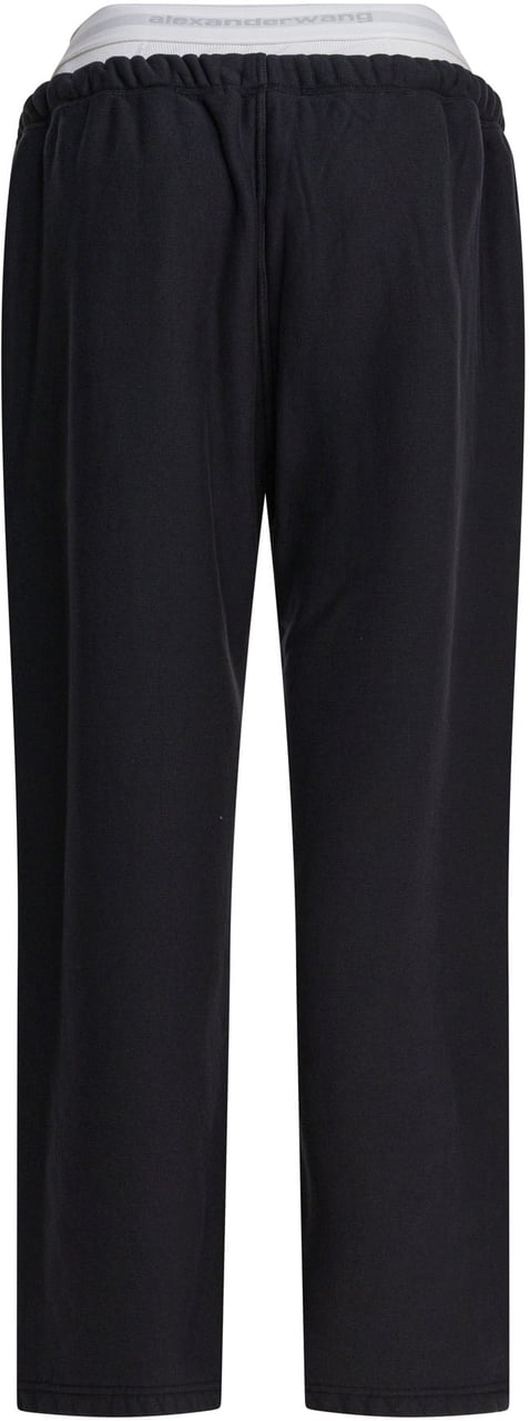 Alexander Wang WIDE LEG SWEATPANT W/ LOGO ELASTIC EXPOSED BRIEF Zwart