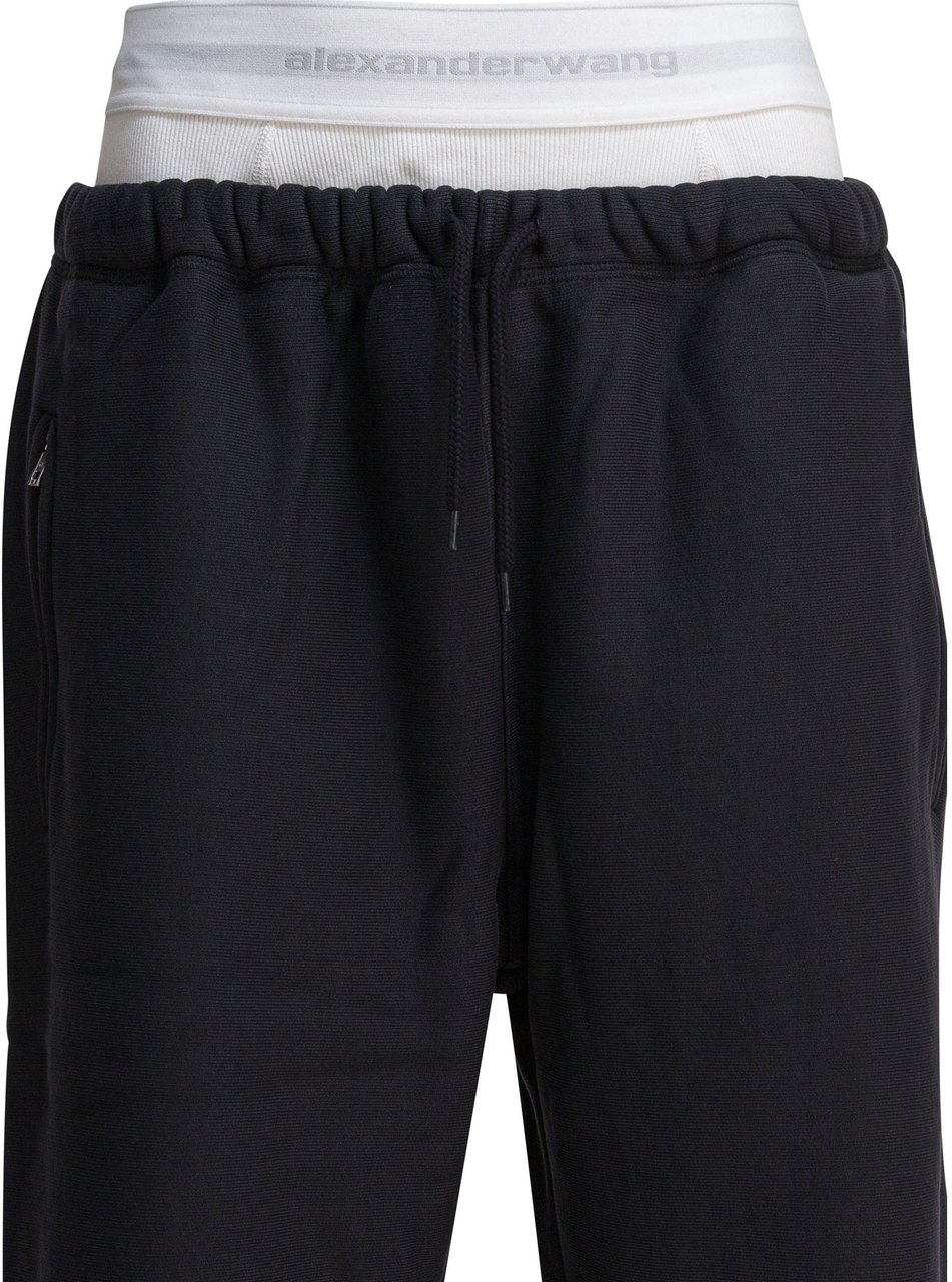 Alexander Wang WIDE LEG SWEATPANT W/ LOGO ELASTIC EXPOSED BRIEF Zwart
