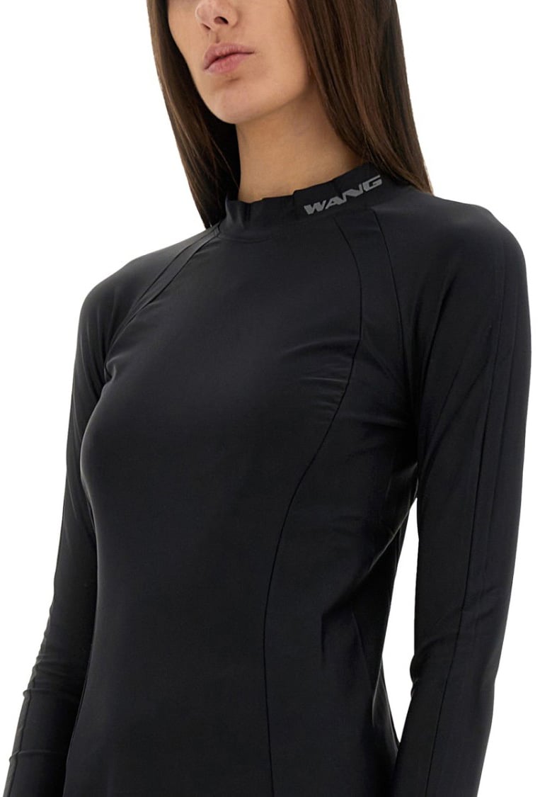 Alexander Wang Long Dress With Logo Zwart