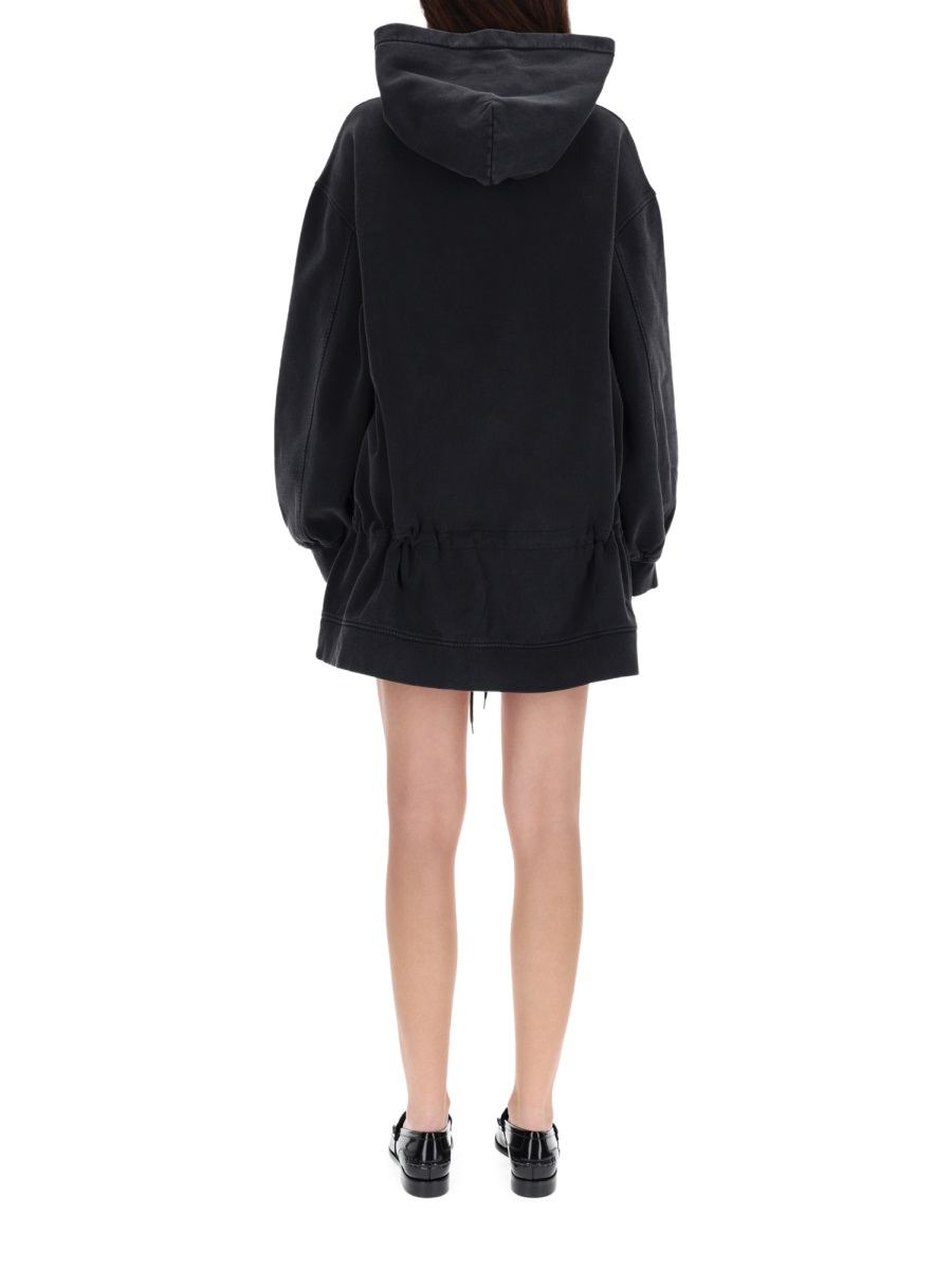 Alexander Wang Faded Puffed Sleeves Cotton Mini Dress Zwart