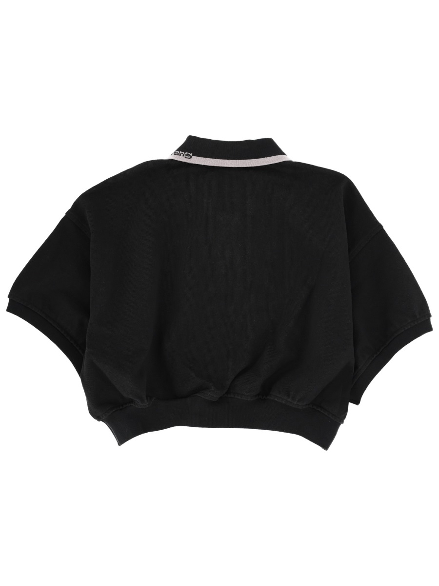 Alexander Wang Cropped Fit Cotton Polo Shirt Zwart