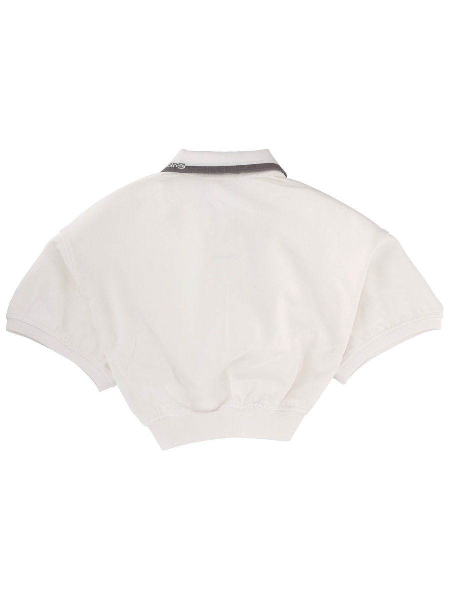 Alexander Wang White Cropped Trim Polo Shirt Neutraal