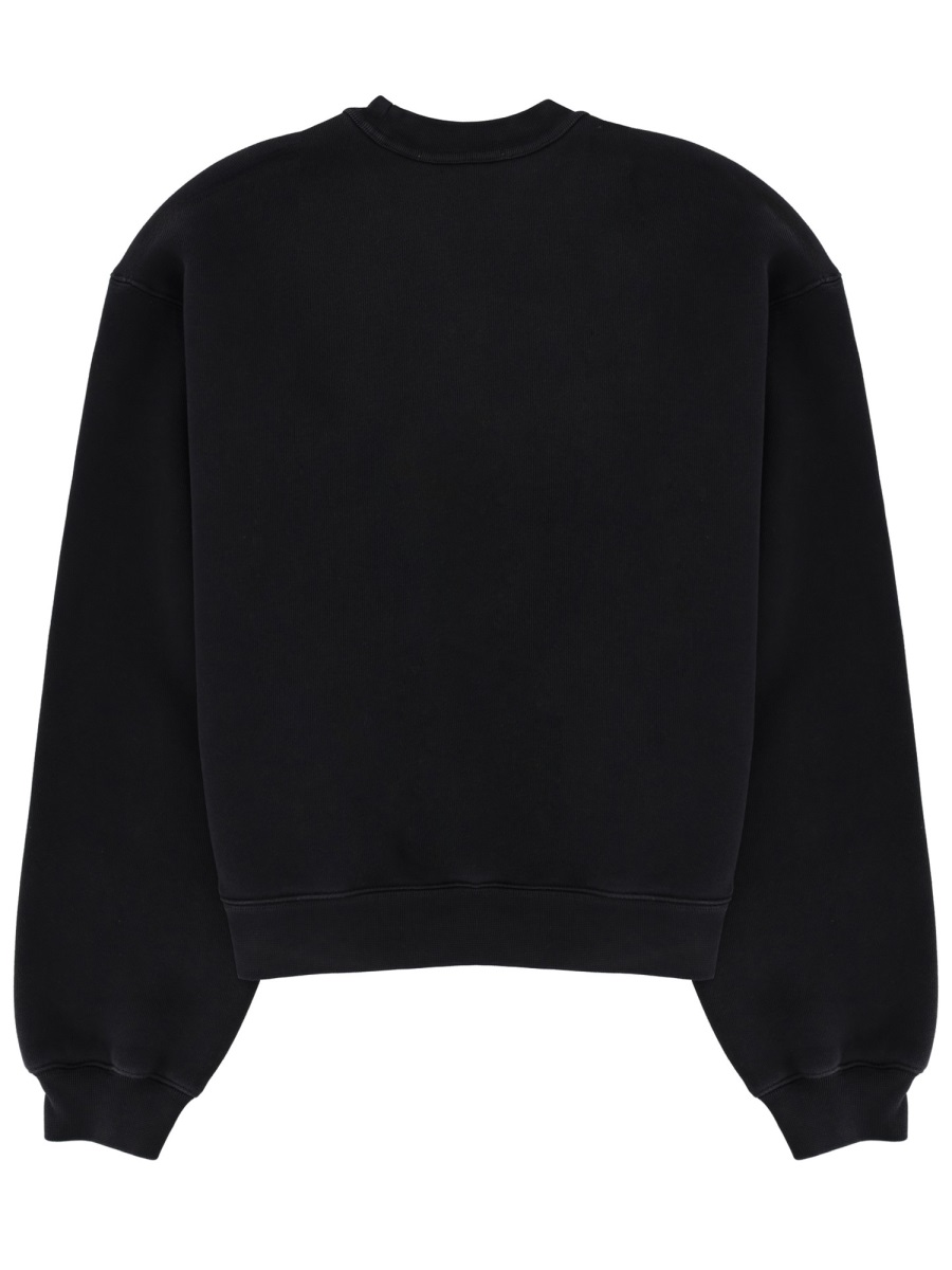 Alexander Wang Cropped Cotton-Blend Puffed Sleeves Sweatshirt Zwart