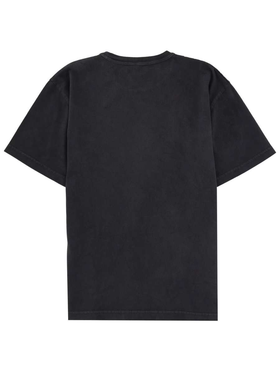 Alexander Wang Comfort Fit Center Logo Cotton T-Shirt Zwart