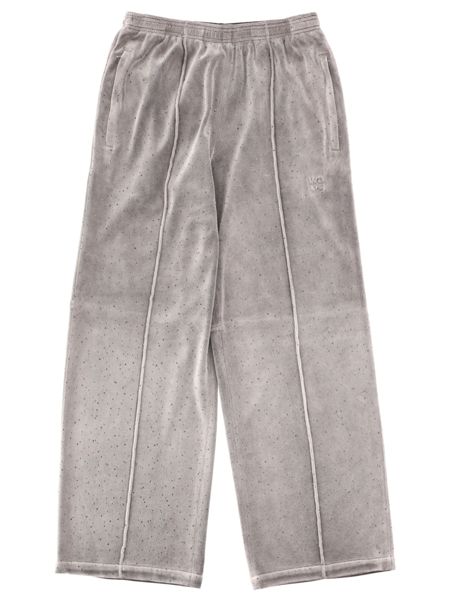 Alexander Wang Neutrals Perforated Cotton-Blend Sweatpants Grijs