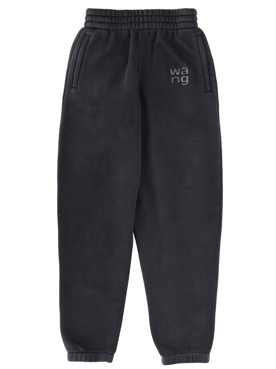 Alexander Wang Comfort Fit Cotton-Blend Logo Jogger Pants Zwart