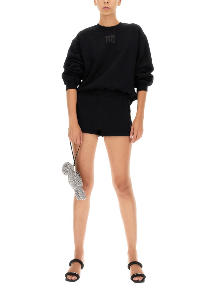 Alexander Wang Shorts With Embossed Logo Zwart