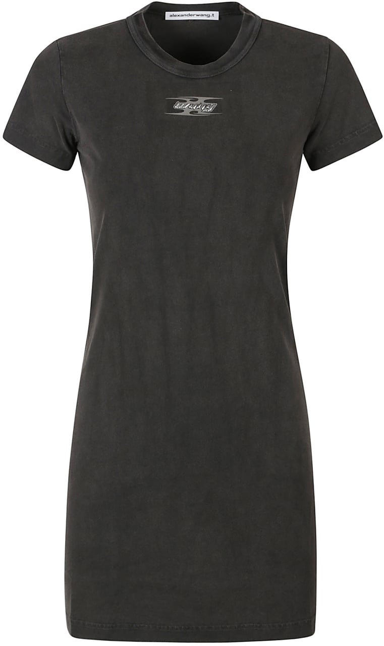Alexander Wang Blade Logo Shrunken T-shirt Mini Dress Grey Grijs