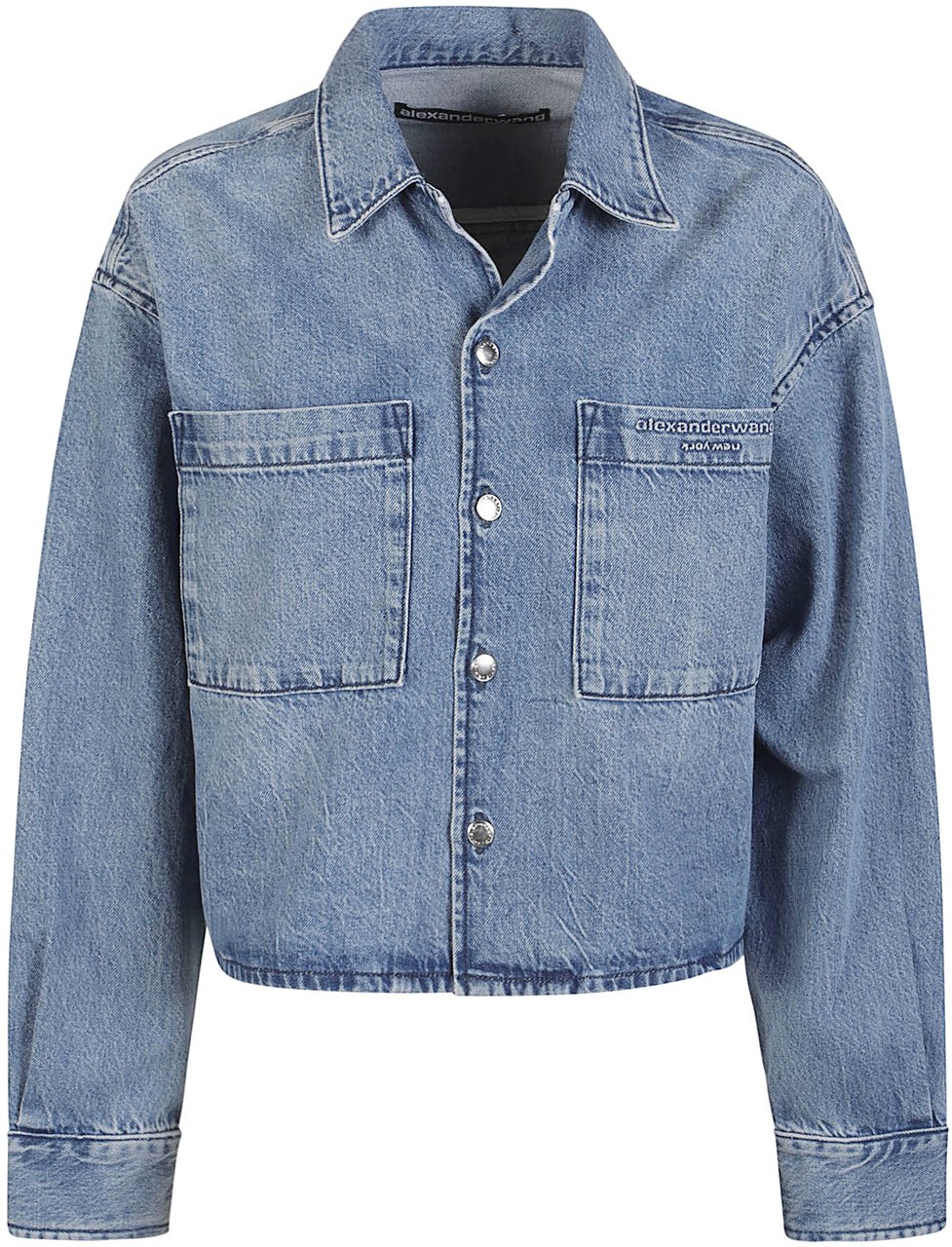 Alexander Wang Cropped Long Sleeve Shirt Blue Blauw