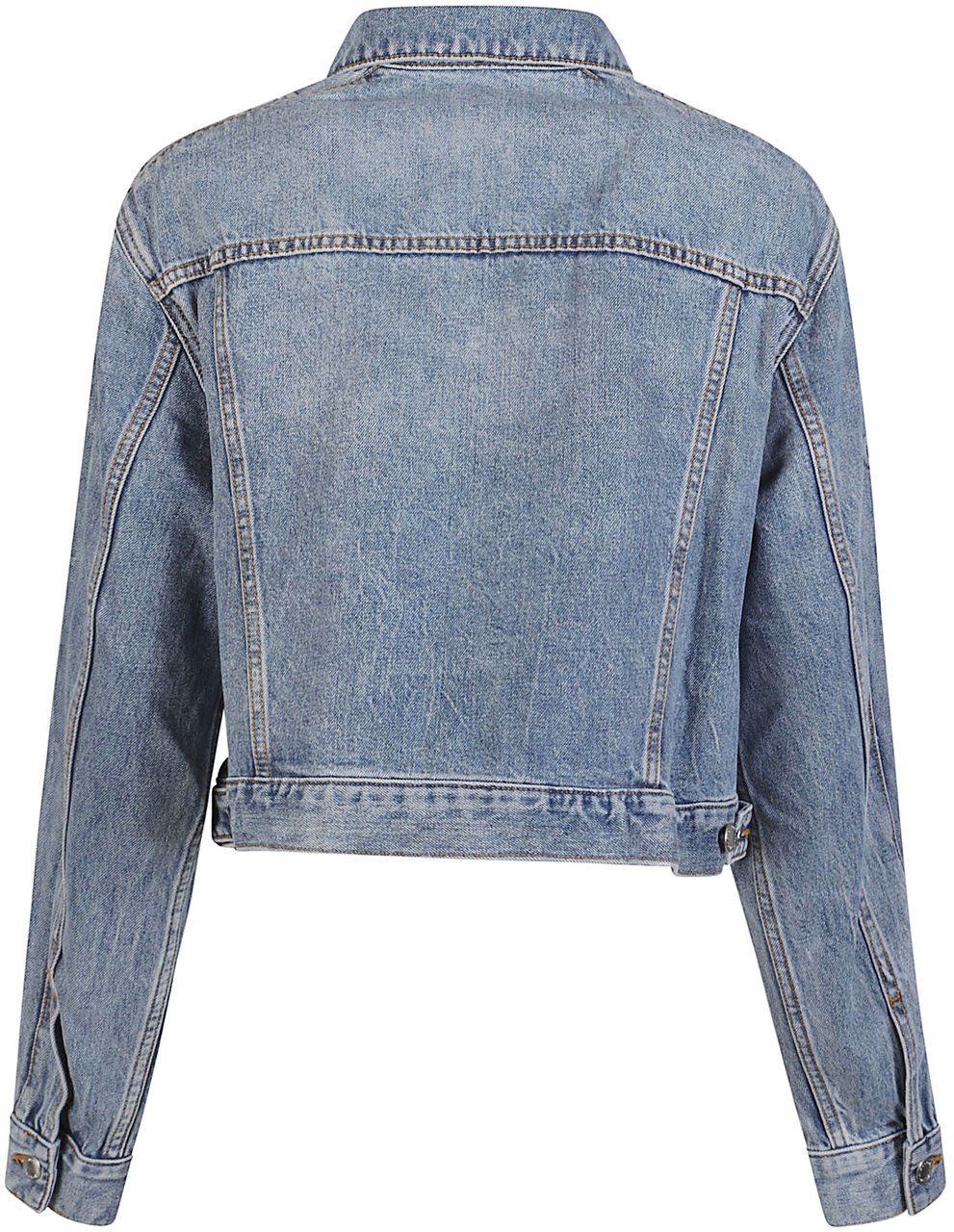 Alexander Wang Denim Track Whit Embossed Logo Panel Jacket Blue Blauw