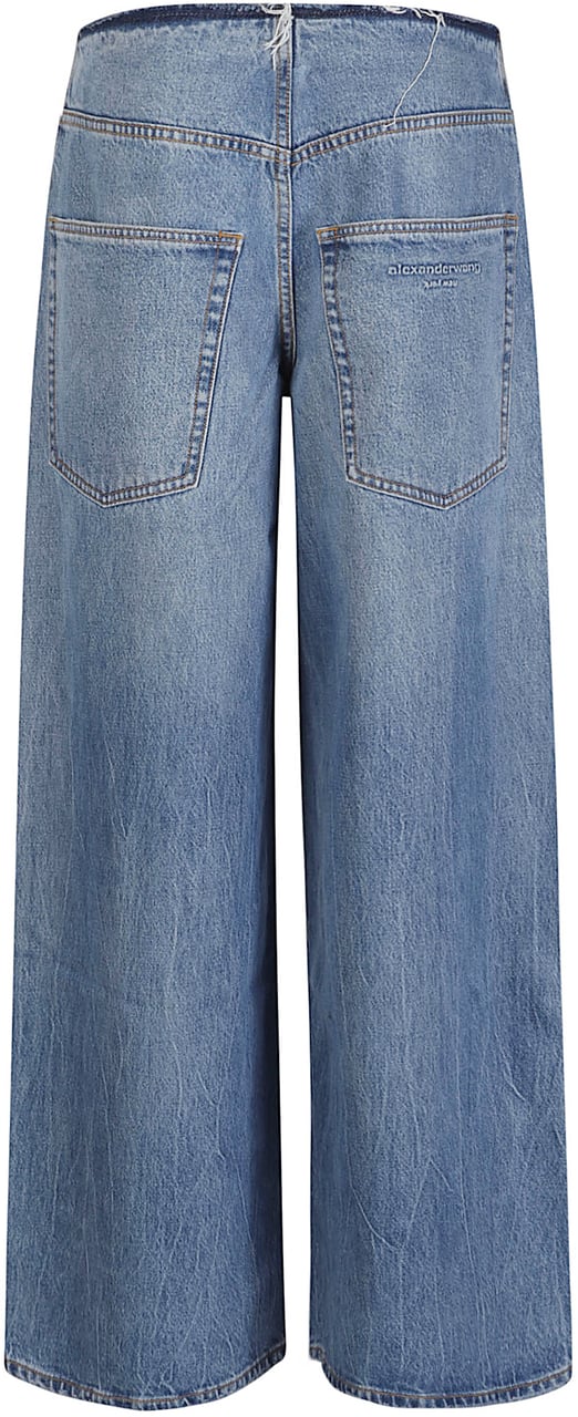 Alexander Wang Surge Low Rise With Exposed Zipper Wide Leg Jeans Blue Blauw