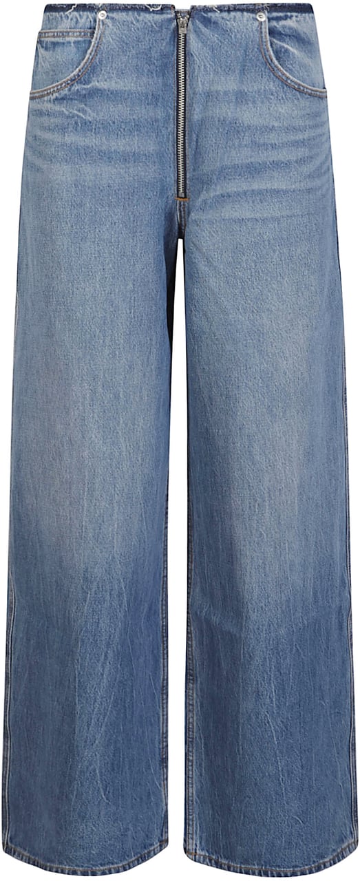 Alexander Wang Surge Low Rise With Exposed Zipper Wide Leg Jeans Blue Blauw