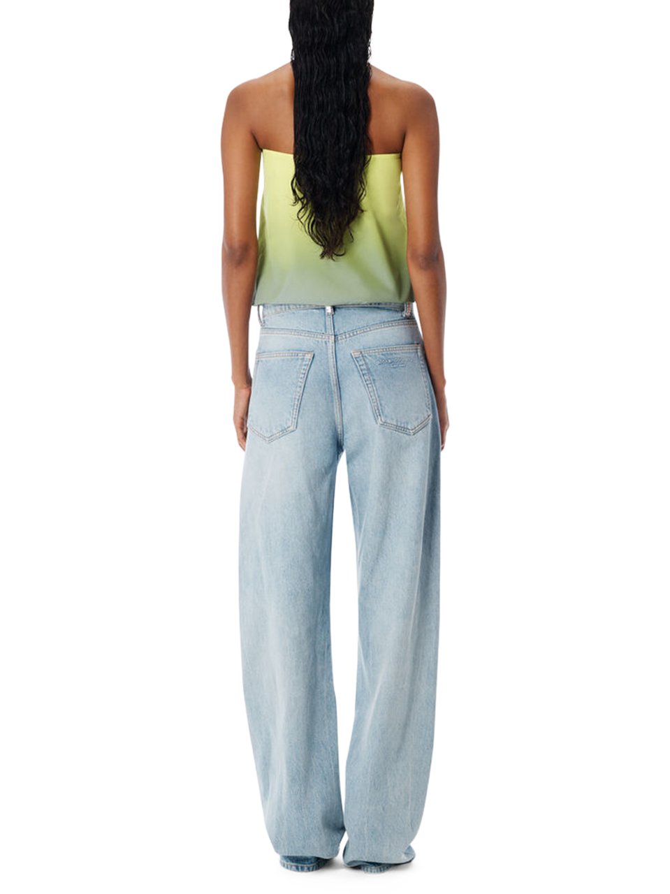 Alexander Wang Light-Wash Mid-Rise Relaxed Jeans with Crystal Belt Loops Grijs