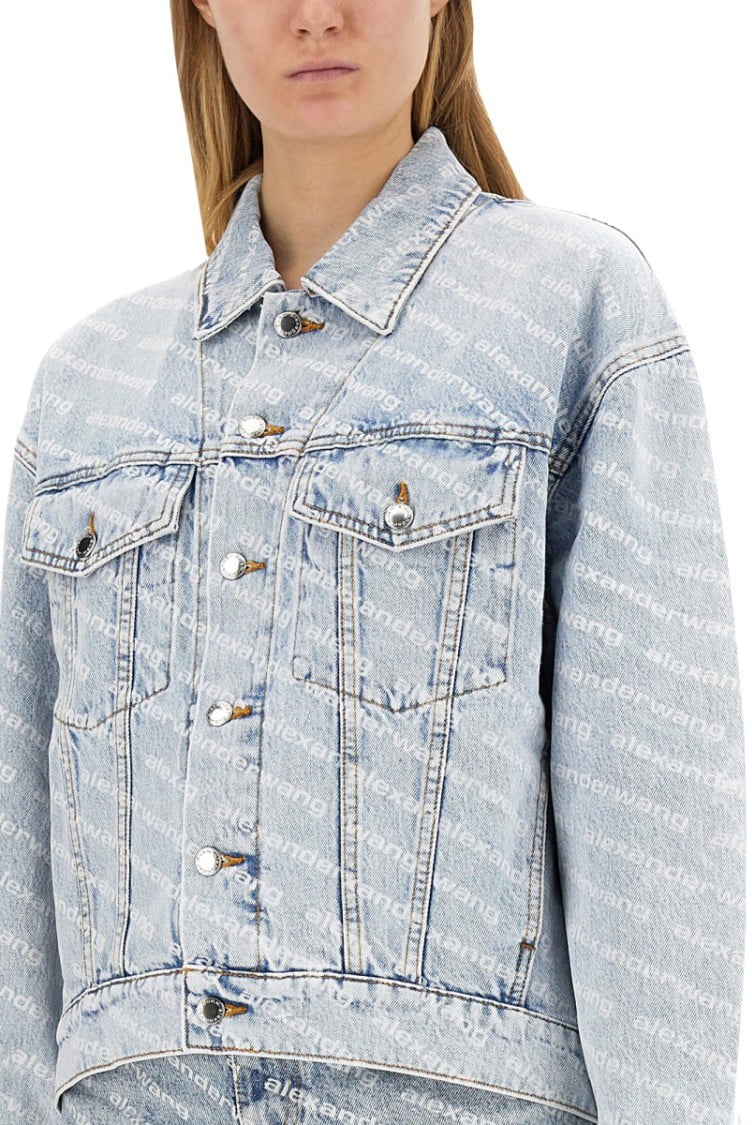 Alexander Wang All Over Logo Jacket Blauw
