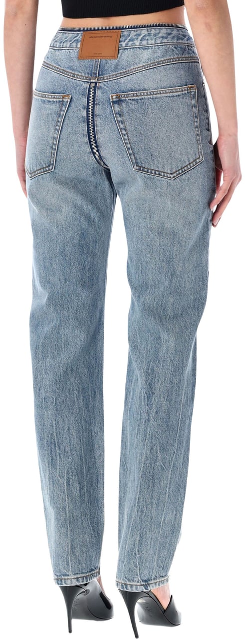 Alexander Wang V Zip Straight Jeans Light Indigo Lichtblauw