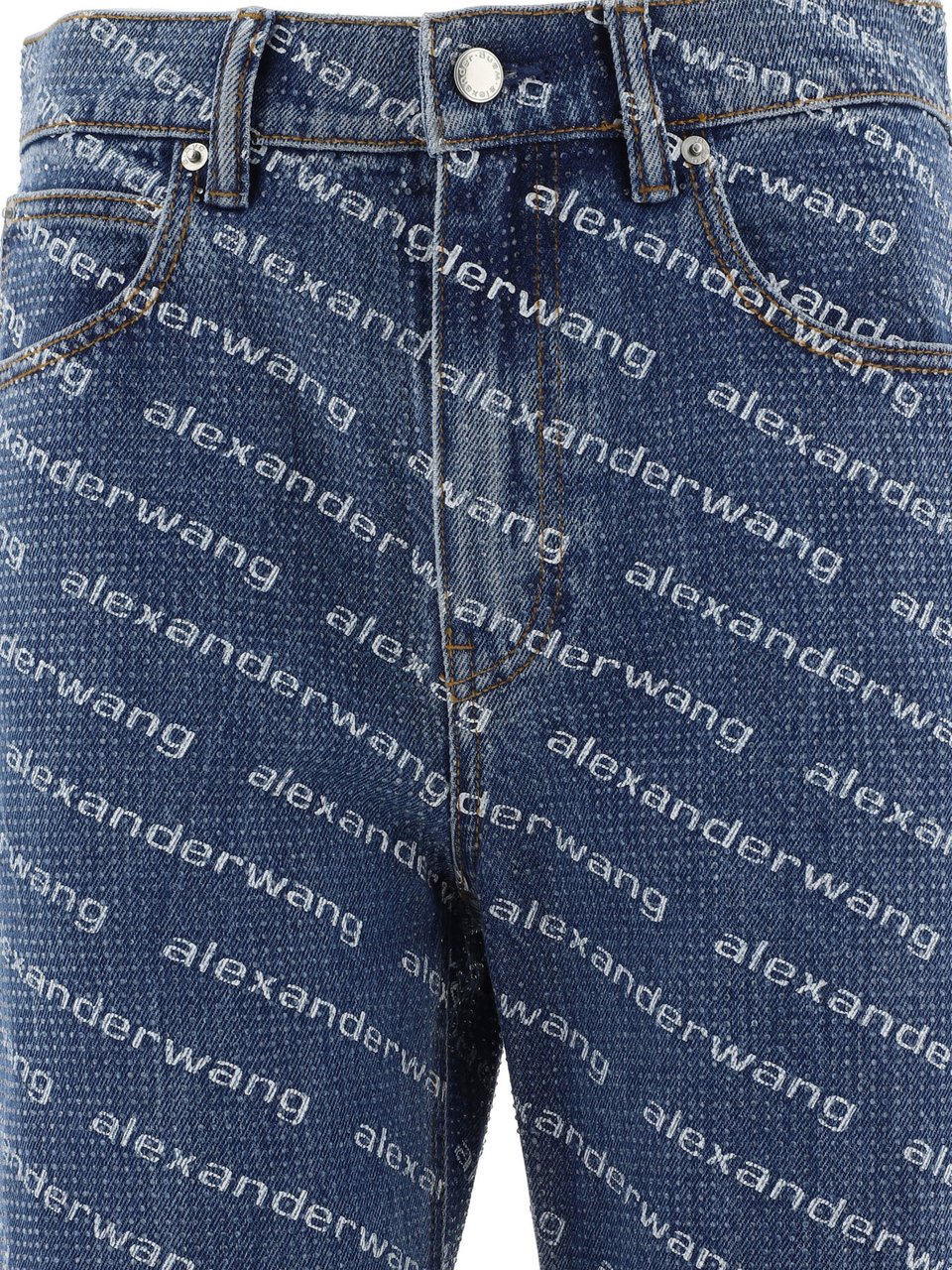 Alexander Wang Jeans with logo crystal hotfix Blauw