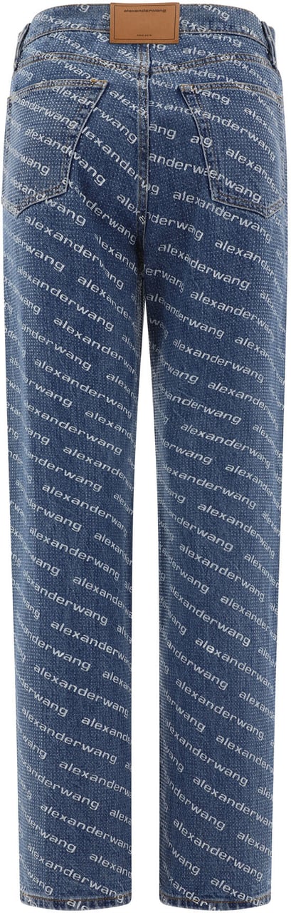 Alexander Wang Jeans with logo crystal hotfix Blauw